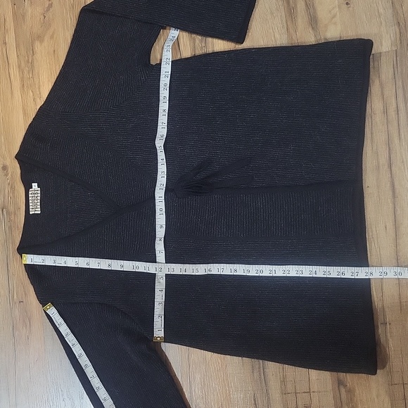 BEYOND THREADS Black Alpaca Wool Blend Wrap Lagonlook Cardigan Sweater - Picture 8 of 11